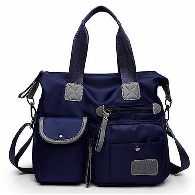 Blue tote crosssbody nylon bag
