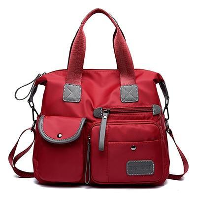 Red tote crosssbody nylon bag