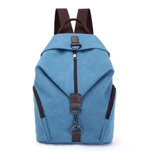 blue canvas backpack