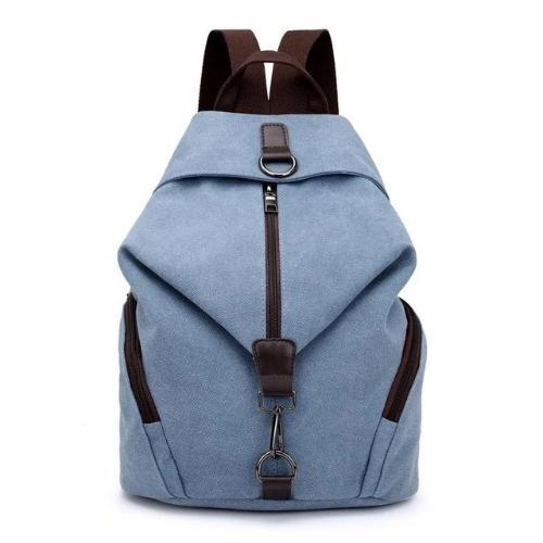 Grey blue canvas backpack women