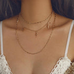 triple layered Gold lightning necklace