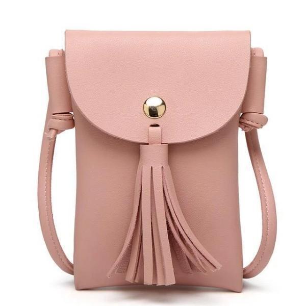 pink tassel cell phone purse