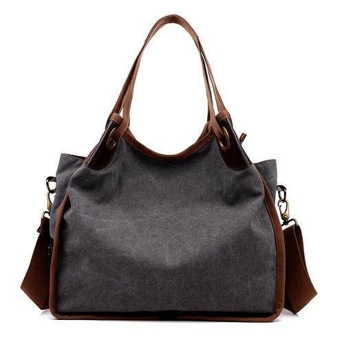 Grey large canvas handbag crossbody shoulder purse women