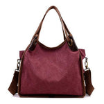 Red large canvas handbag crossbody shoulder purse women