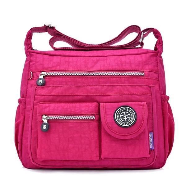 Rose red crossbody travel bag water bottle holder