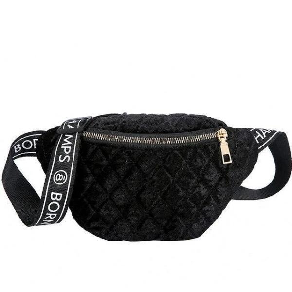 women black fanny pack belt bag waist fashion purse velvet 
