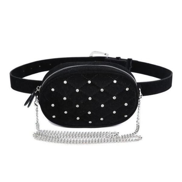 Cute velvet fanny packs with crossbody chain strap