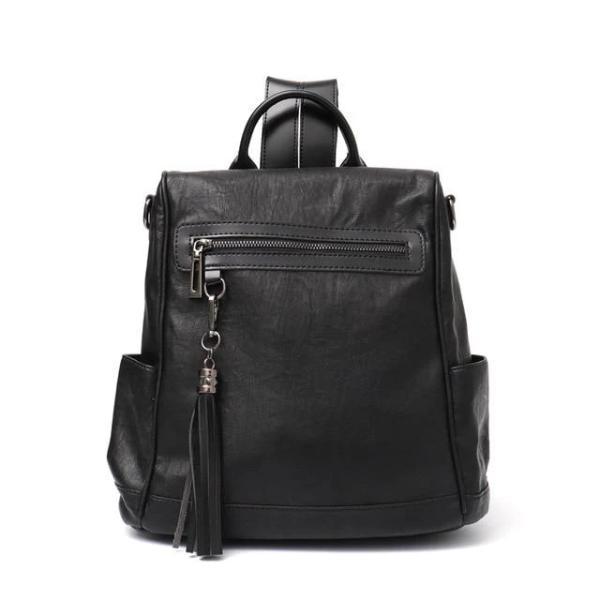 Black leather backpack shoulder bag