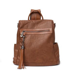 Brown leather backpack shoulder bag