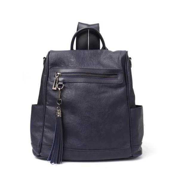 Blue leather backpack shoulder bag