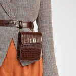 Brown fashion fanny pack crocodile print
