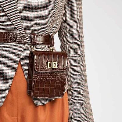 Brown fashion fanny pack crocodile print