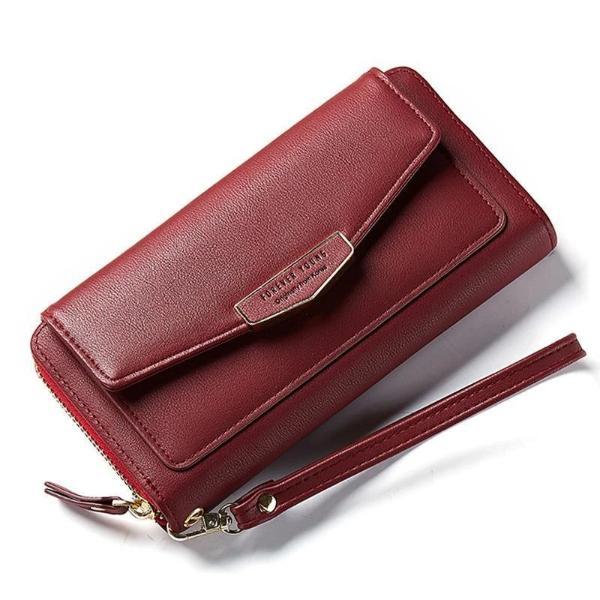 Red wallets for women with wristlet and large front pocket