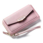 Pink wallets for women with wristlet and large front pocket
