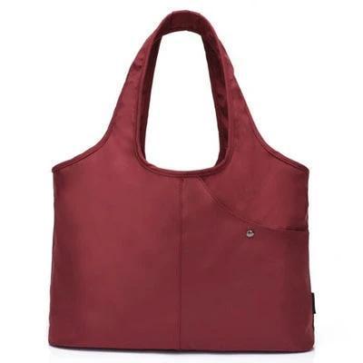 Wine red nylon tote bag waterproof umbrella compartment
