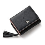 Black small wallets for women with tassel