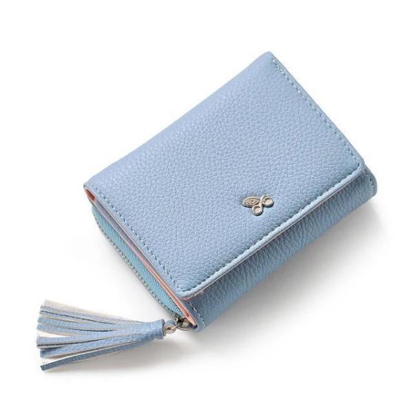 Light blue small wallets for women with tassel