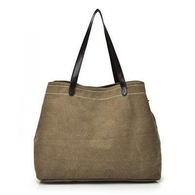 Large canvas tote bags triple compartment bag brown
