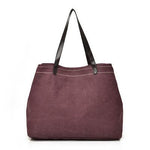 Large canvas tote bags triple compartment bag wine red