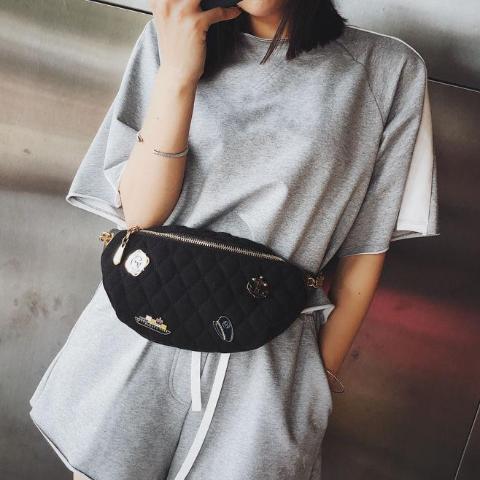 Large fanny pack with brooches