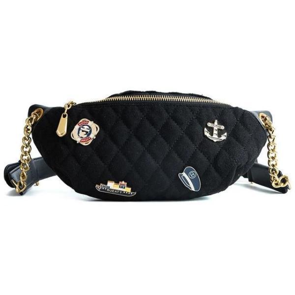 Black fanny pack with gold chain belt
