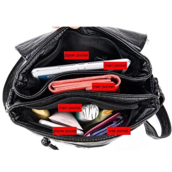 Triple compartment handbag