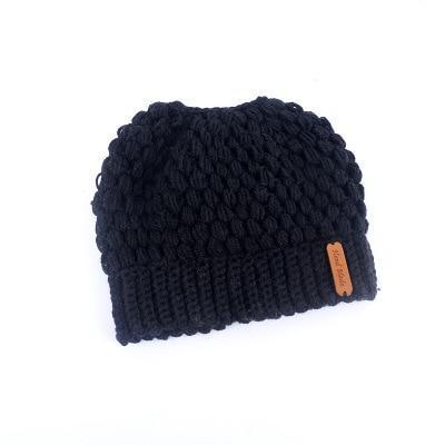 Montana, Beautiful Ponytail Beanie for Women, black