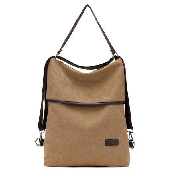 Vera, Women Multifunctional Soft Leather Backpack, khaki