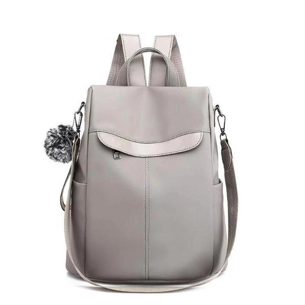 Gray women's nylon backpack 