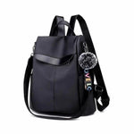 Black women's nylon backpack 