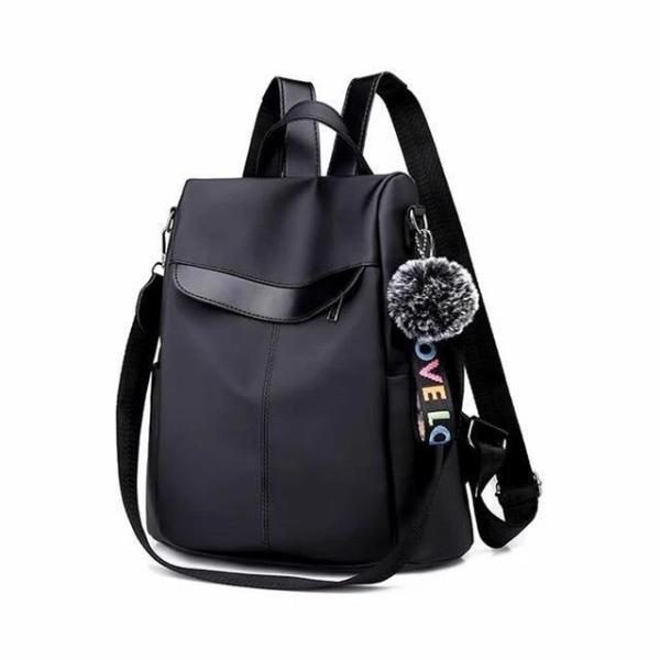Black women's nylon backpack 