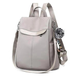 women convertible nylon backpack shoulder purse travel school  gray