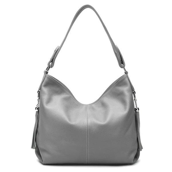 Gray leather crossbody bag large hobo purse