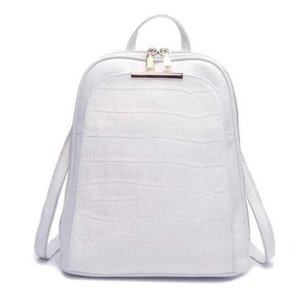 White alligator leather backpack with convertible strap
