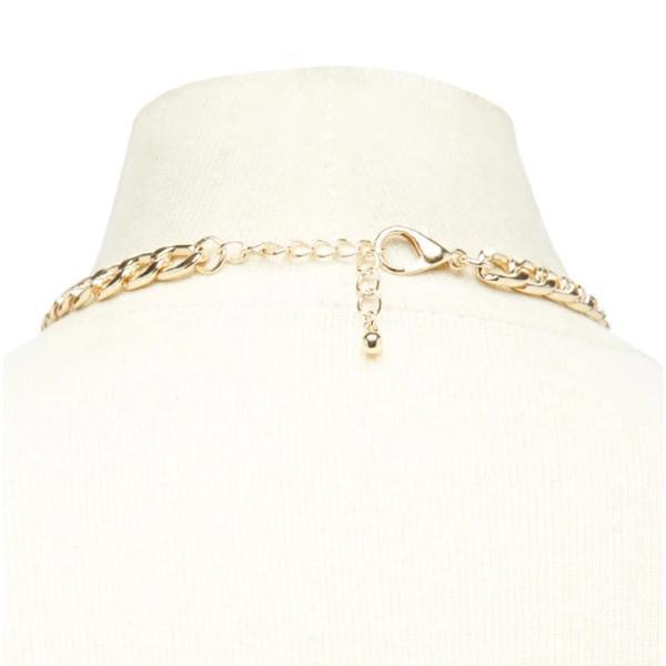 Gold alloy chain choker necklace with adjustable lobster claw