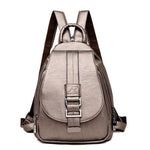  women leather backpack purse travel small rucksak bronze