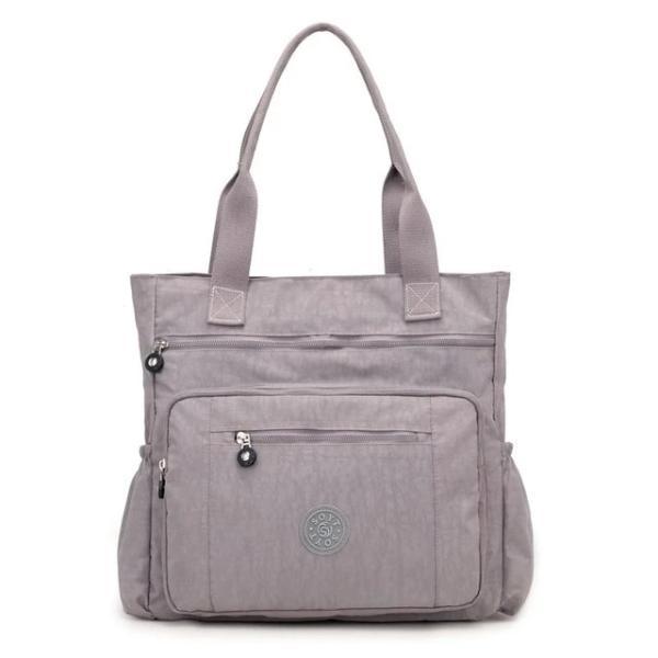 Gray waterproof tote bag with zipper