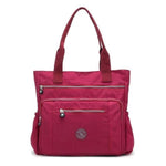 Burgundy waterproof tote bag with zipper