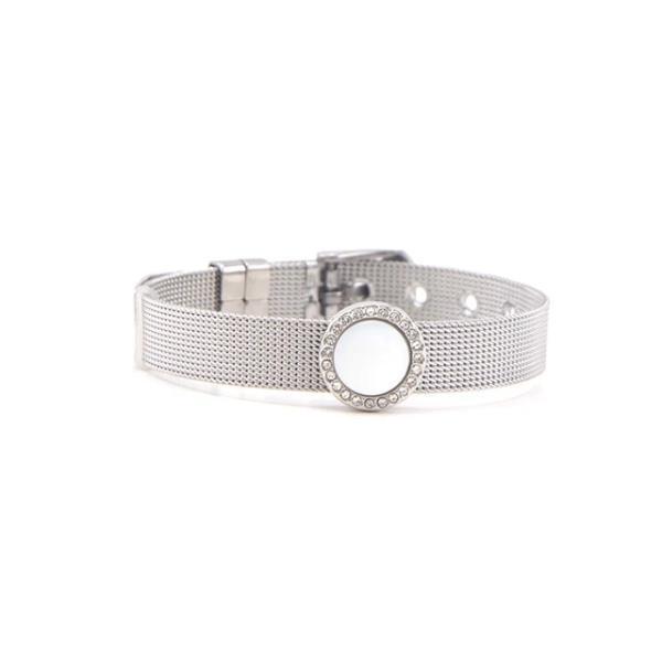 Gorgeous mesh bracelet with diamonds circle charm