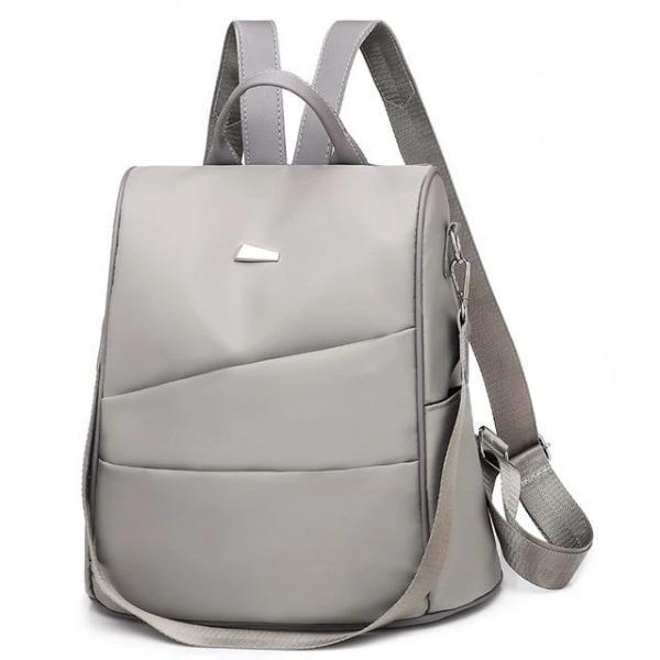 women grey nylon anti theft backpack crossbody purse travel shoulder bag