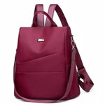 women nylon backpack designer rucksack anti-thef ladies purse red wine
