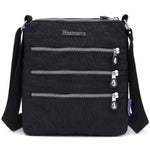 Black nylon multi pocket small crossbody bag
