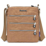Khaki nylon multi pocket small crossbody bag