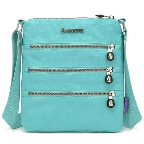 Emerald nylon multi pocket small crossbody bag