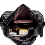 top opening black leather backpack