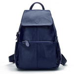 Dark blue leather backpack for women