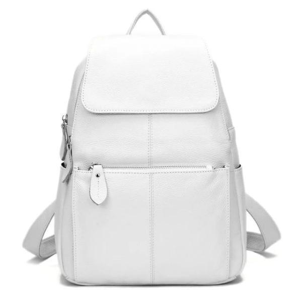 White leather backpack for women