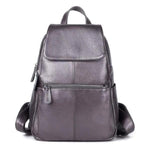 Silver leather backpack for women