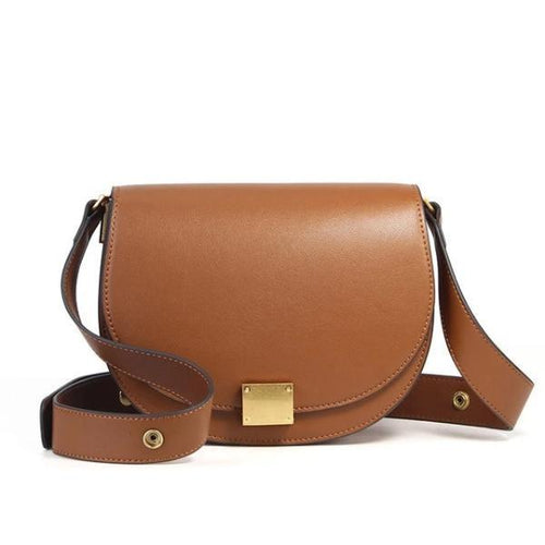 Brown leather crossbody bag semi-circle