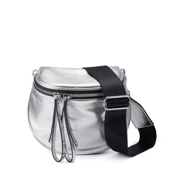 Silver leather crossbody bag